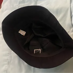 Black Womens Bucket Hat Smiley Face Square Emblem 100% Cotton thumbnail 4