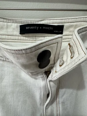 Seventy + Mochi Size 30 The High Waist Cocooon Mom Jean in Beige‎ thumbnail 3