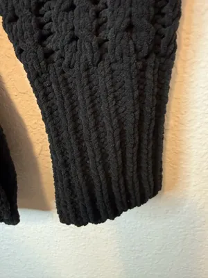 Aerie Black Cable Car Quarter Zip Chunky Cable Knit Sweater Size S Academia thumbnail 2