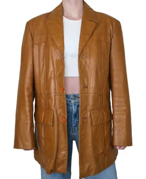 Vintage 70s Raffaelo Brown Leather Coat thumbnail 1