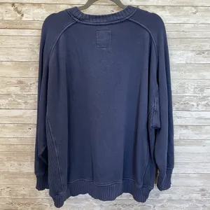 Aerie Womens M Sweatshirt Navy Checked‎ Out Graphic Pullover Crew Neck Oversized thumbnail 3