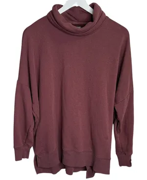 Aerie Mock Cowl Turtleneck Oversized Long-sleeve Sweatshirt Top W1815 Sz M thumbnail 1