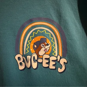 Buc-ee's Long Sleeve Tee‎ Women’s Sz Large Teal Love Flowers Rainbow Travel thumbnail 4