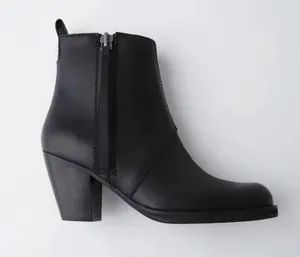 Acne ‘Pistol’ EUC Black Leather Heel Ankle Boot 37/7 thumbnail 1