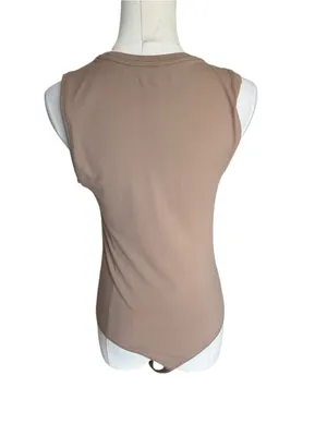 Abercrombie - Soft A&F Sleeveless Bodysuit Taupe Beige Sz M thumbnail 3