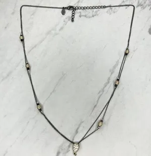 Chico's Double Strand Long Beaded Chain Link Necklace thumbnail 1