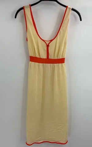 Vintage y2k sears 60s sheer nightgown yellow trim retro 70s dress 32-34 small thumbnail 1