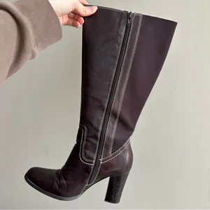 Franco Fortini Women Donna Mid-Calf Heeled Leather Boots, Y2K, Brown, Size 7.5M thumbnail 10