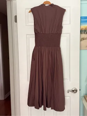 Anthropologie The Tommie Zip Front Midi Dress in Brown thumbnail 3