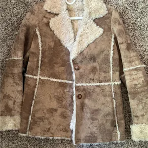 Women’s Brown Shearling Suede Jacket thumbnail 1