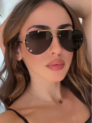 Versace VE2231 Black and Gold Medusa Rimless Aviator Sunglasses with Case thumbnail 1