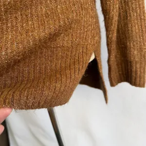 Nine West Metallic Sparkle Knit V Neck Long Sleeve‎ Sweater Brown Womens Small Minimalist thumbnail 4