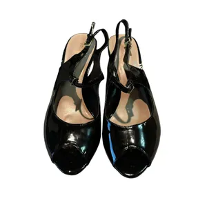 Franco Sarto Womens 9.5M Black Peep Toe Stiletto High Heels Faux Leather Shoes‎ thumbnail 3