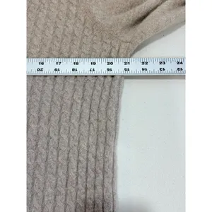 Heather Brown Cashmere Cable Knit V-Neck Sweater Taupe Lands' End L 14-16 thumbnail 7