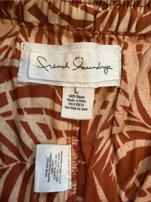 French Laundry Rust and Cream Palm-Print Drawstring Shorts thumbnail 4