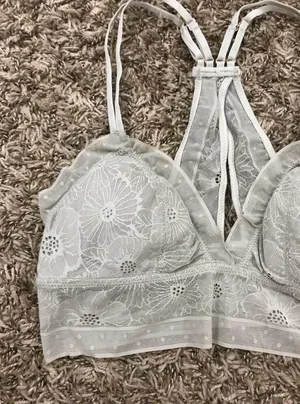 Aerie floral lace strappy bralette with ruffled edges thumbnail 3