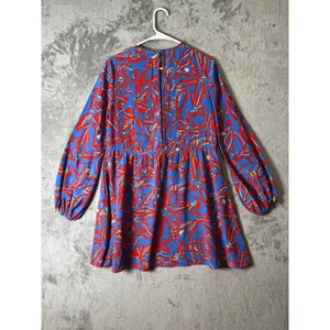 Diane von Furstenberg Elsden 100% Silk Floral Mini Dress Blue Red Size 0 thumbnail 3