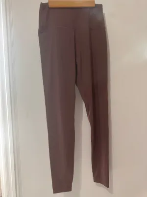 Uncia Active Body High Rise Ankle Leggings Brown Solid Elastic Waist L thumbnail 4