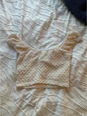 Beige boho crop top thumbnail 3
