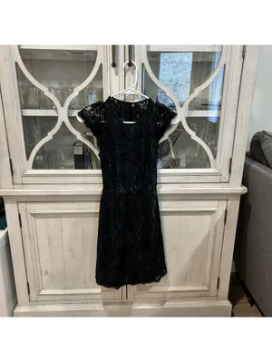 BCBGeneration Y2K Black Floral Lace Open Back Dress US0 Dark Romantic Whimsigoth thumbnail 2