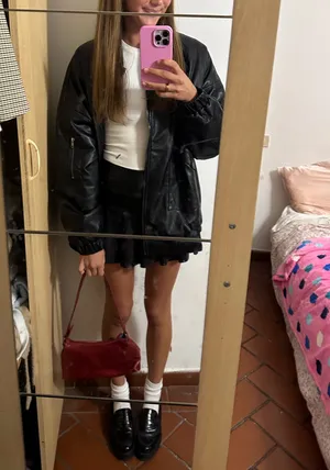 Bershka leather pleated mini skirt thumbnail 3