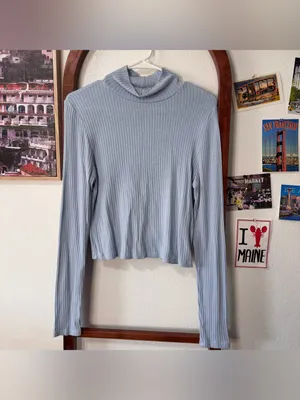Reformation Jeans Valeria Ribbed Crop Turtleneck Long Sleeve Top thumbnail 2