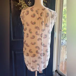 LOFT Paisley Cap-Sleeve Top Lightweight size Large thumbnail 4