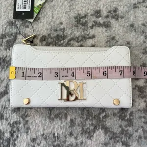 Badgley Mischka white slim quilted vegan long cards wallet NWT thumbnail 11
