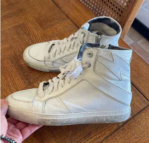 Zadig & Voltaire Women's White Flash Leather High-Top Sneaker Shoes size 39 thumbnail 1