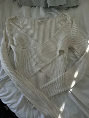 Garage White Knit Sweater Crop thumbnail 1