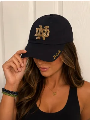 Women’s Top of the World Navy Notre Dame Rhinestone Fighting Irish Hat thumbnail 1