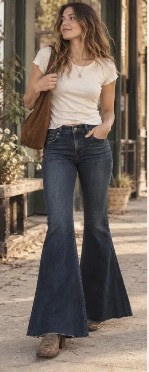 We The Free Free People CRVY Lace-Up Flare Jeans 33 Dark Wash High Rise Boho thumbnail 1