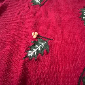 Coldwater Creek Red Holly Berry Embroidered Roll Neck Sweater Womens Large L thumbnail 5