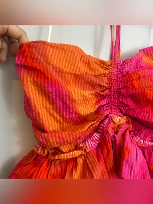 Circus NY Elyse Halter Pink/Orange Sleeveless Ruffle Mini Romper Size Medium Pink thumbnail 5