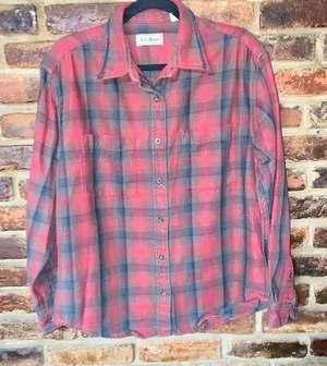 L.L. Bean Red Plaid Vintage Cotton Flannel Button Down Shirt Women's Size Medium thumbnail 1