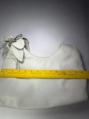 Paolo Masi White Leather Shoulder Bag with Floral Accent thumbnail 8
