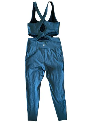 Free People Movement Back It Up One-piece Jumpsuit Pacific Green Size Medium thumbnail 4