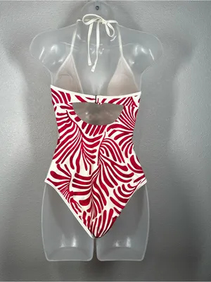 CUPSHE Women's One Piece Swimsuit Halter Plunging Neck Cutout Back Size Small thumbnail 5
