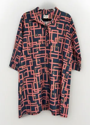 Holly Shae Design Dress Womens Size Large XL Pink Blue Short Shift Geometric thumbnail 1
