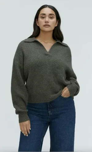 Everlane Alpaca Merino Wool Collared Capsule Cozy Sweater Green Size Small thumbnail 1