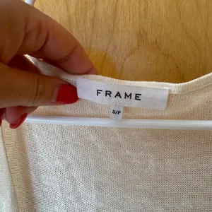 FRAME Striped Maxi Dress Womens S Cream Navy Mustard Linen Blend V-Neck Slit thumbnail 6