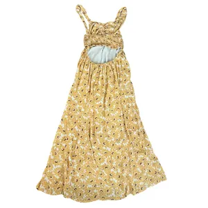 Free People Women’s Rosalee Midi Dress Yellow Combo Sunflowers Floral Print Sz M thumbnail 7