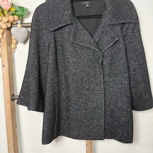 Ann Taylor Black Gray Wool Blend Blazer Size 10‎ thumbnail 2
