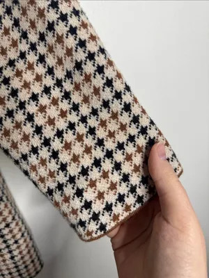 Marled Houndstooth Double-Breasted Sweater Cardigan/Jacket /Blazer Neutrals sz L thumbnail 8