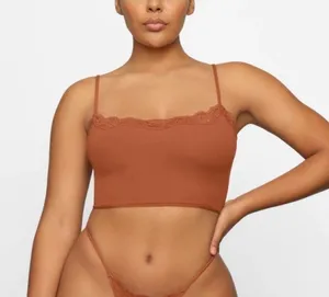 SKIMS Fits Everybody Corded Lace Cropped Cami Top Bronze Sz 4X Plus thumbnail 1