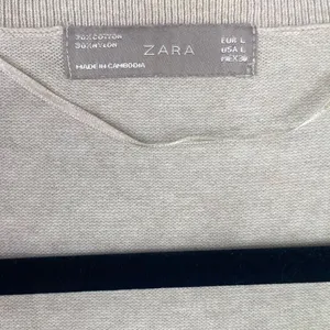 ZARA Sleeveless Cotton Knit Sweater Vest Rib Trim Pullover Lightweight L Cream thumbnail 6