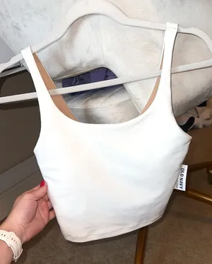 Old Navy White Scoop Neck Tank Top - Fitted Stretch thumbnail 1