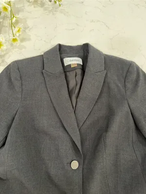Calvin Klein Charcoal Gray Tailored Two-Button Blazer thumbnail 6