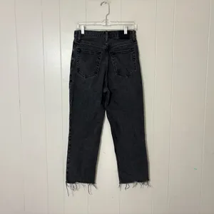 Abercrombie & Fitch The 90’s Straight Ultra High Rise Black Jeans Size 4 Raw Hem thumbnail 8