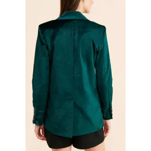 Free People Velvet Ashby Double Breasted Blazer Emerald Green XS Holiday thumbnail 2